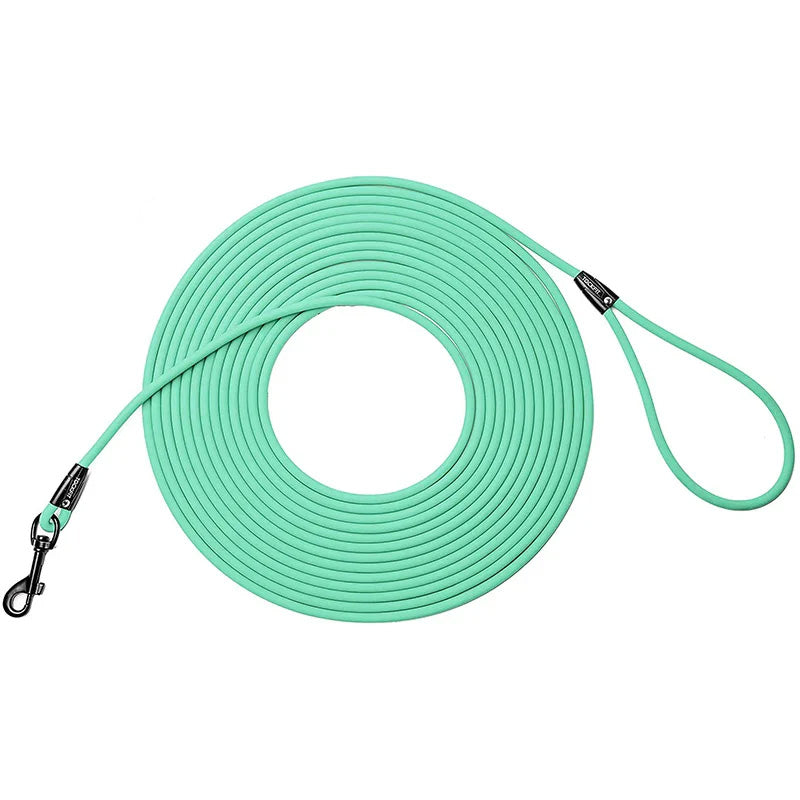 Waterproof PVC dog leash in red, durable & odor-resistant for all breeds. Ideal for all-weather dog walks.