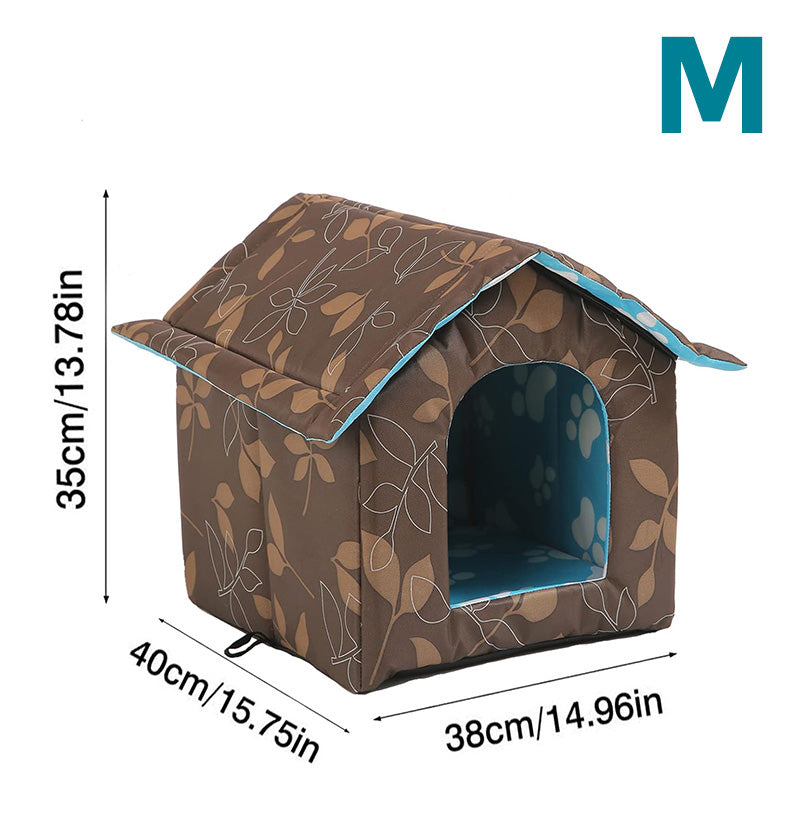 Self-warming outdoor cat or dog house, providing a safe and warm haven for pets.