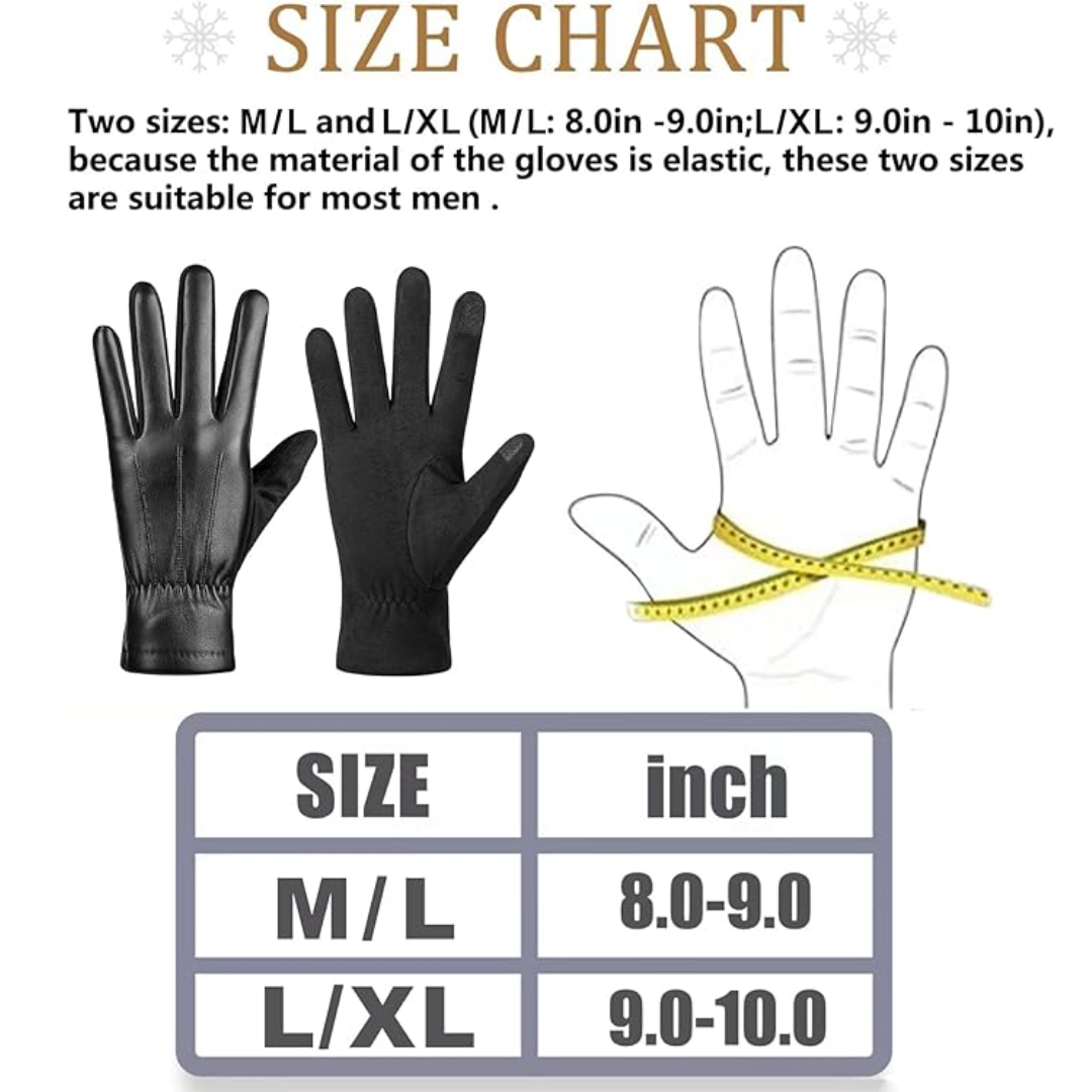 Men's practical suede leather touchscreen gloves, ideal for staying connected & warm in winter.