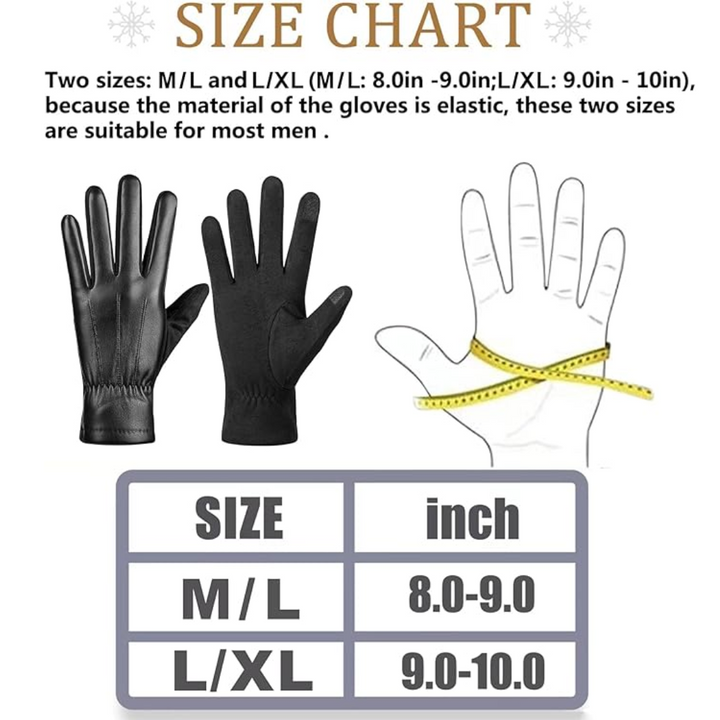 Men's practical suede leather touchscreen gloves, ideal for staying connected & warm in winter.