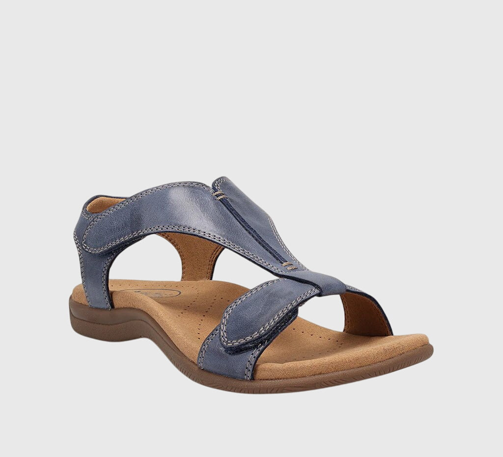 Stylish women's adjustable T-bar comfort sandals. Features arch support, perfect for casual summer wear.