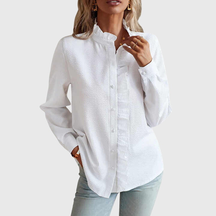 Versatile women's long-sleeve blouse, a chic top ideal for comfortable spring and summer casual outfits.