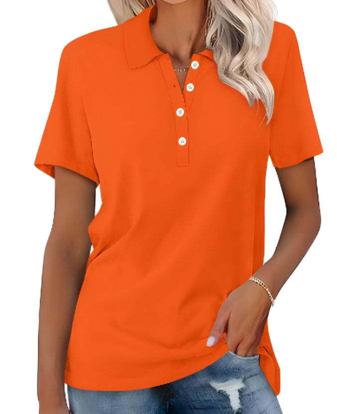 Elegant women's classic fit short sleeve polo, an everyday essential for a timeless & chic look.