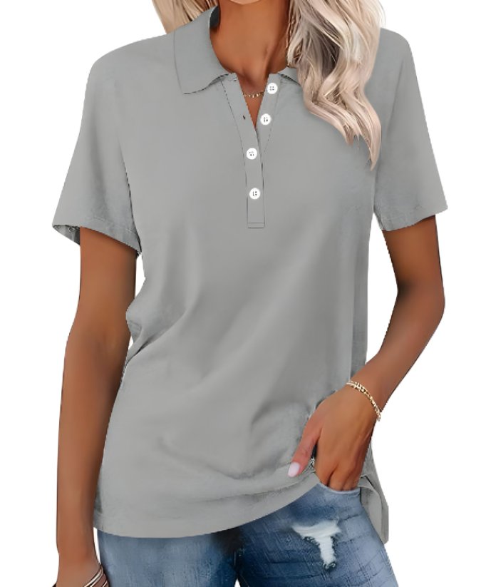 Versatile women's short sleeve polo shirt, a classic fit top for comfortable, everyday style.