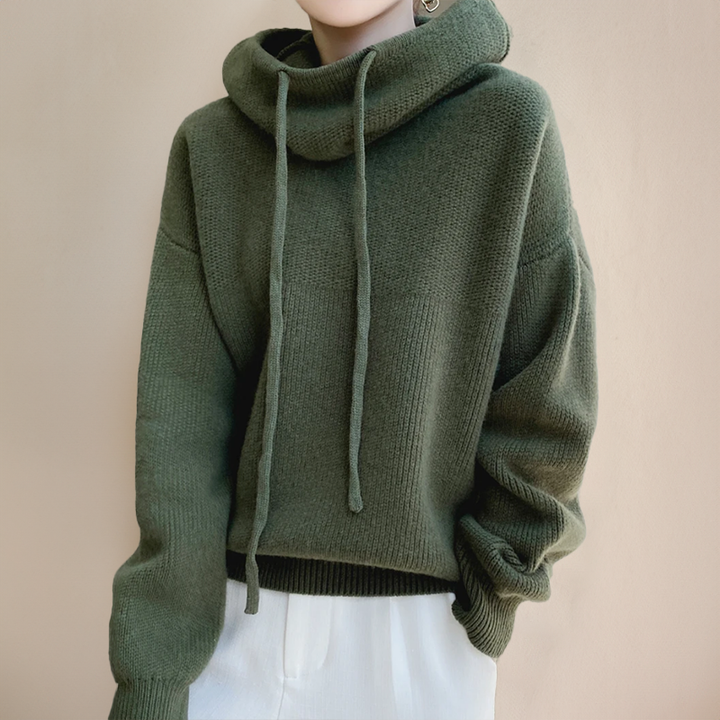 Elegant women's high neck long sleeve pullover sweater, ideal for stylish fall outfits and casual wear.