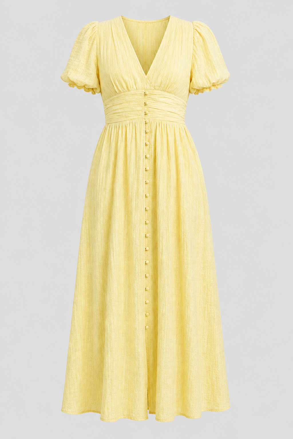 Women's elegant puff sleeve maxi dress, perfect for formal occasions or summer fashion. Flowy & vintage inspired.