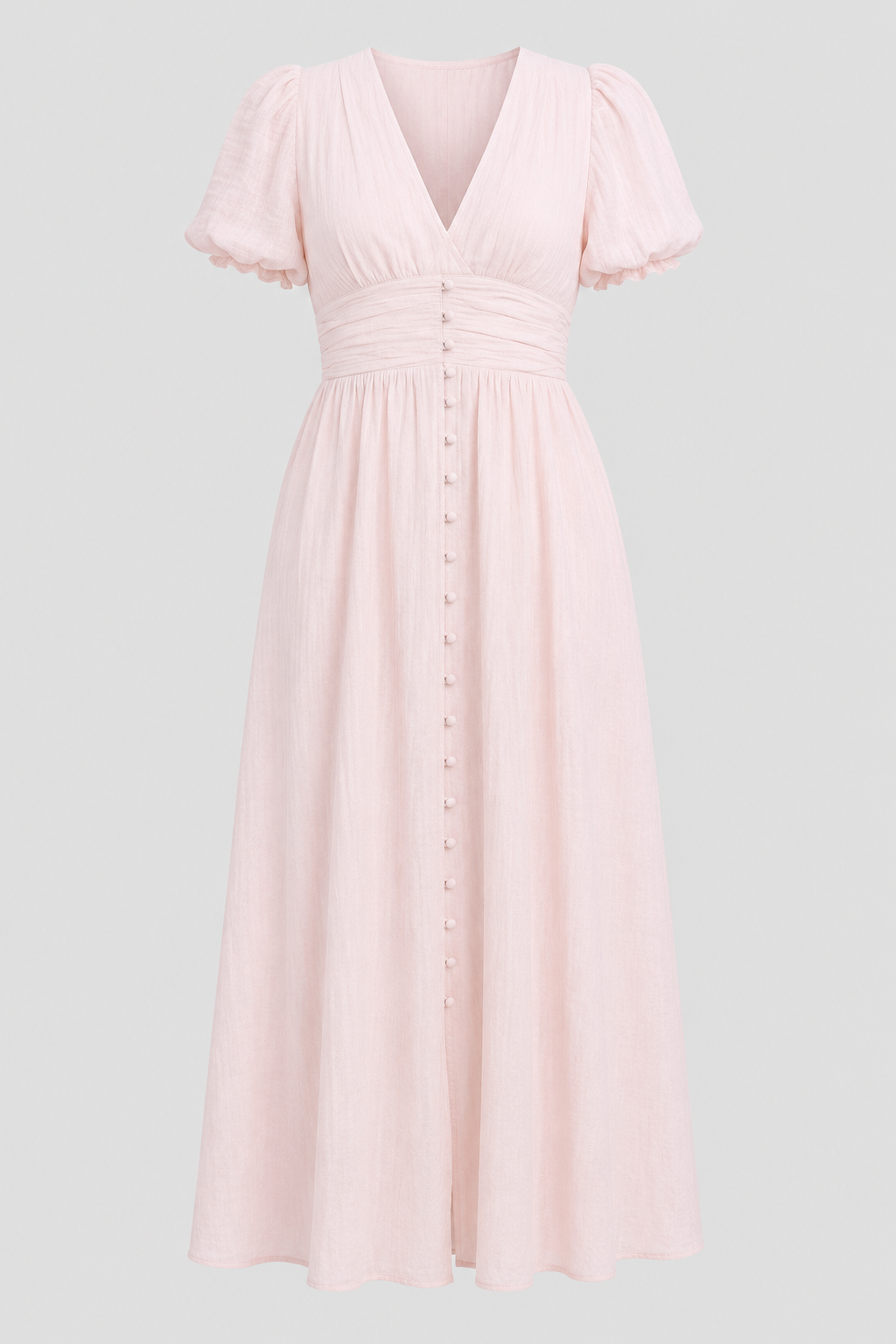 Vintage-inspired women's elegant puff sleeve maxi dress, a sophisticated long dress for ladies' summer attire.