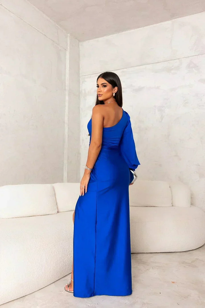 Women's Juniper one-shoulder maxi dress, a stunning formal & evening gown for wedding guests & special events.