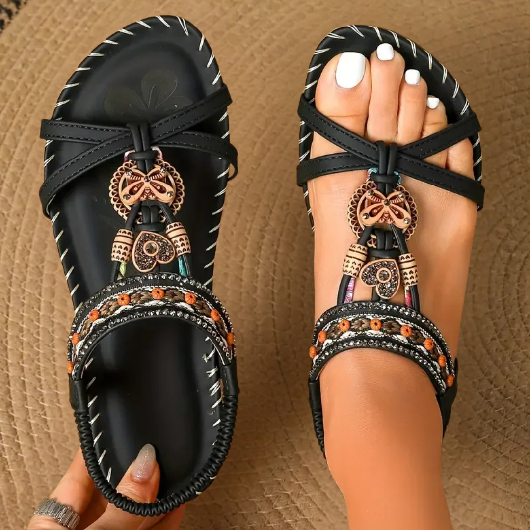 Versatile women's flat T-strap sandals, ideal for summer & daily casual outfits.