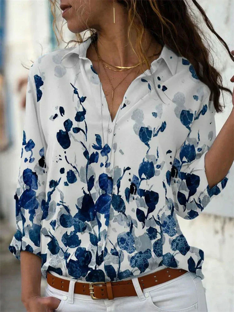 Women's summer blouse, relaxed fit, effortlessly elegant style, perfect for casual chic everyday wear.