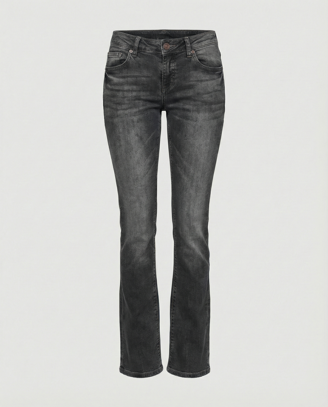 Casual flared leg women's jeans, low-rise, offering a fashionable retro vibe for women's apparel.