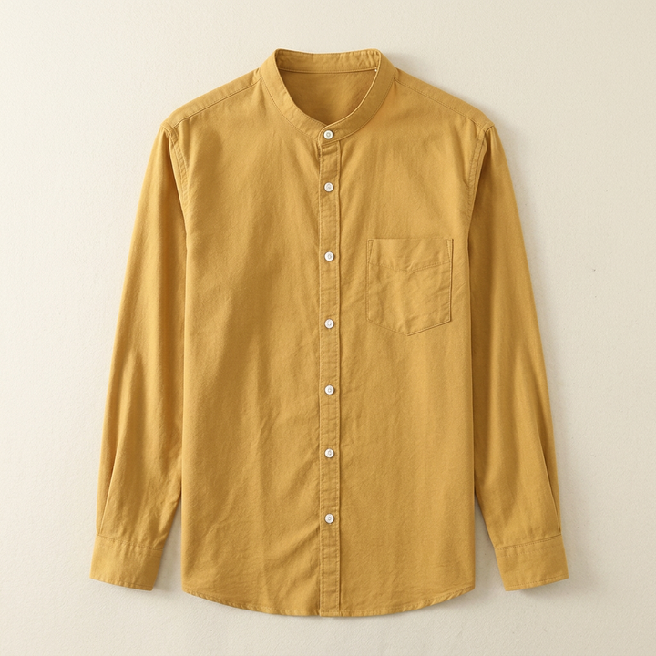 Comfortable men's long-sleeve button-up shirt, versatile for everyday style and formal wear.